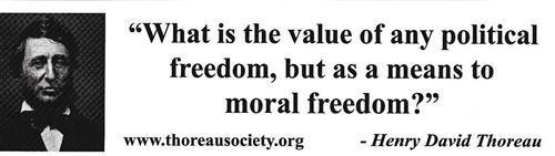 A Means To Moral Freedom Bumper Sticker With Thoreau Quote